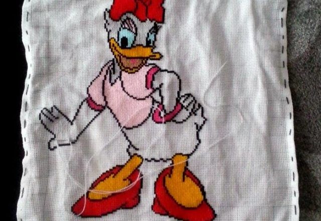 Cross stitch big Daisy Duck work photo author facebook user Vera Vera Valeria 2