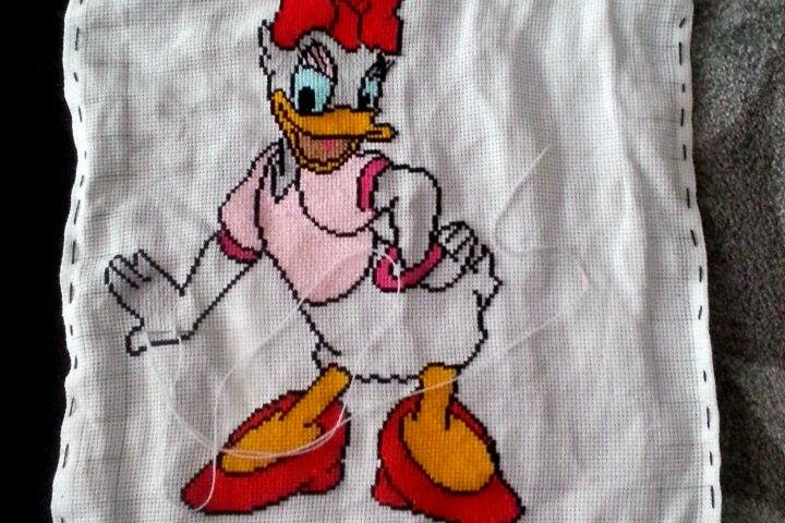 Cross stitch big Daisy Duck work photo author facebook user Vera Vera Valeria 2