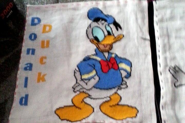 Cross stitch big Donald Duck work photo author facebook user Vera Vera Valeria