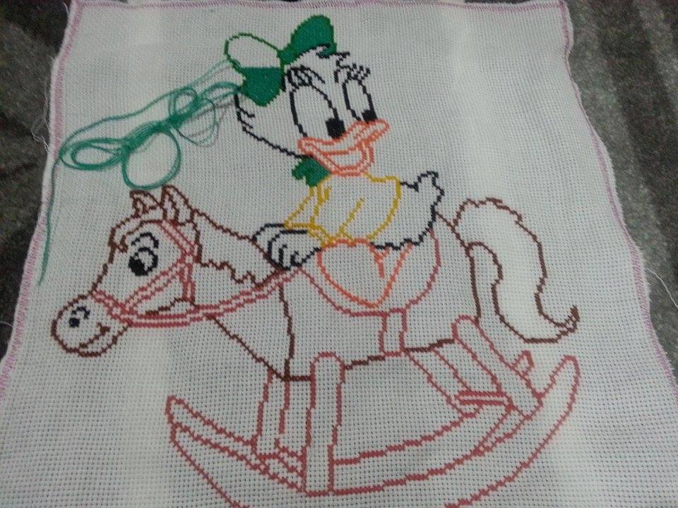 Cross stitch completed work photos Disney baby Daisy Duck author Facebook Fan Vera Vera Valeria (1)