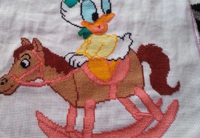 Cross stitch completed work photos Disney baby Daisy Duck author Facebook Fan Vera Vera Valeria (3)
