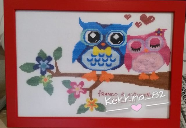 Cross stitch cute owls in love work photo by Facebook Fan Francesca Kekkina Pillonca (2)