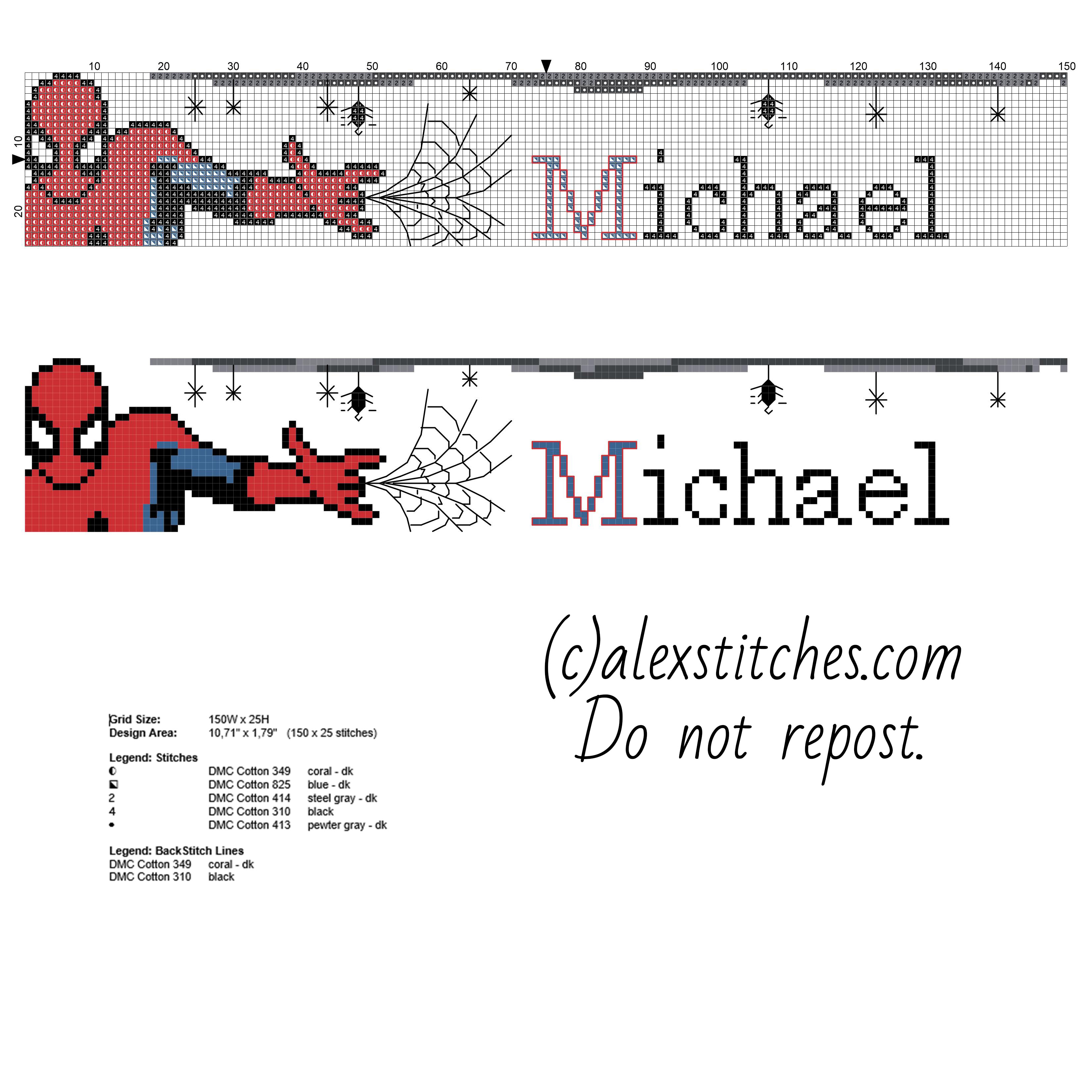 Cross stitch male baby name Michael free pcstitch download