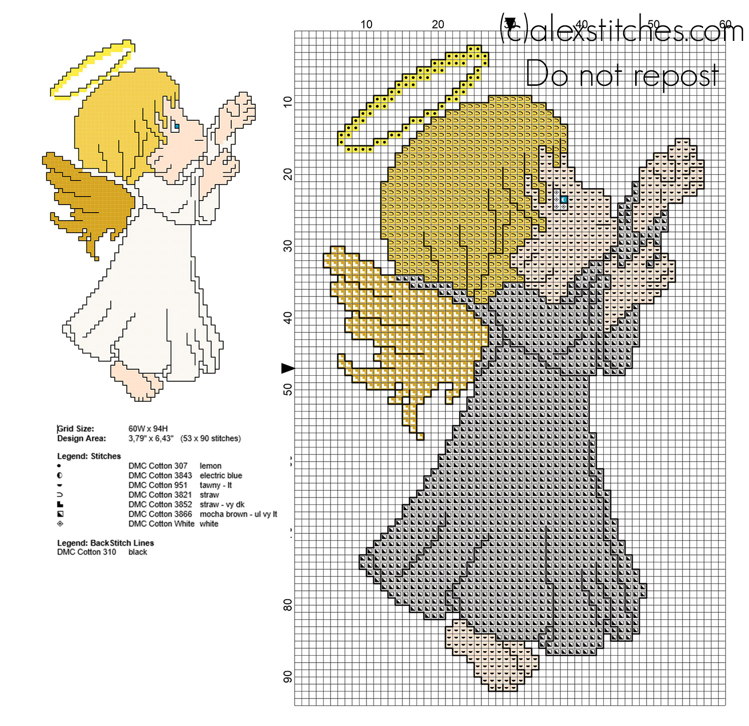 Cross stitch pattern Angel Communion Confirmation free cross stitch pattern - free cross stitch patterns by Alex