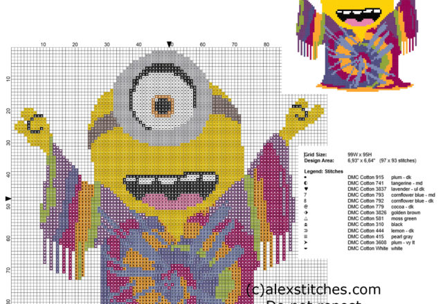 Cross stitch pattern Minions 2015 New York 1960 Minion