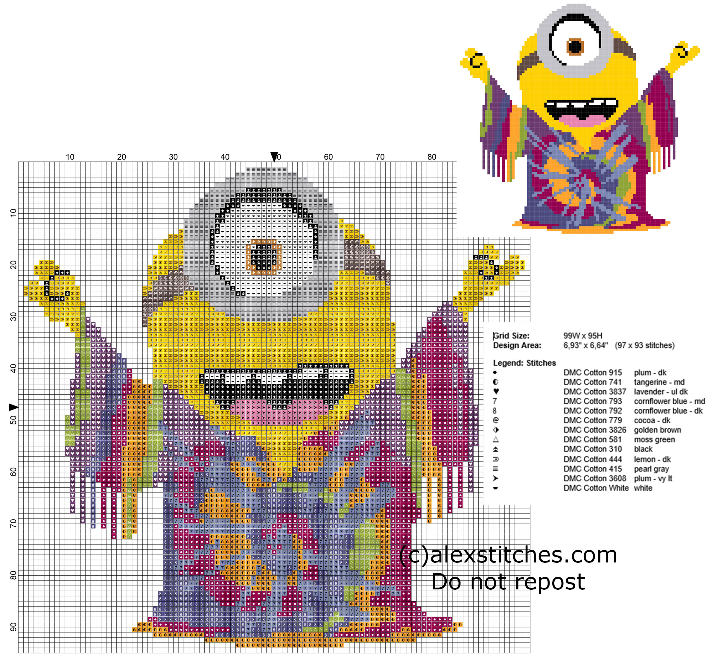 Cross stitch pattern Minions 2015 New York 1960 Minion