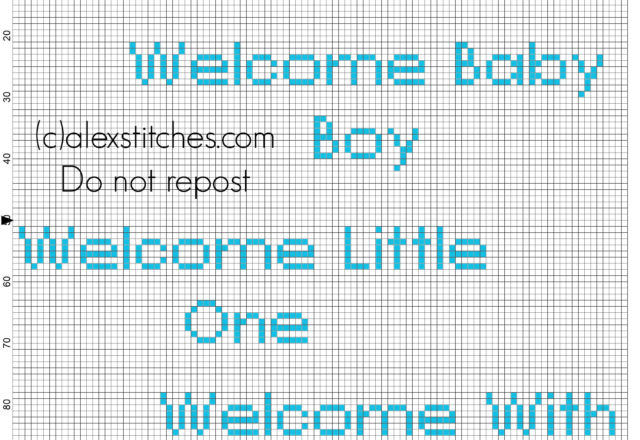 Cross stitch welcome baby boy welcome with love welcome little one font 1