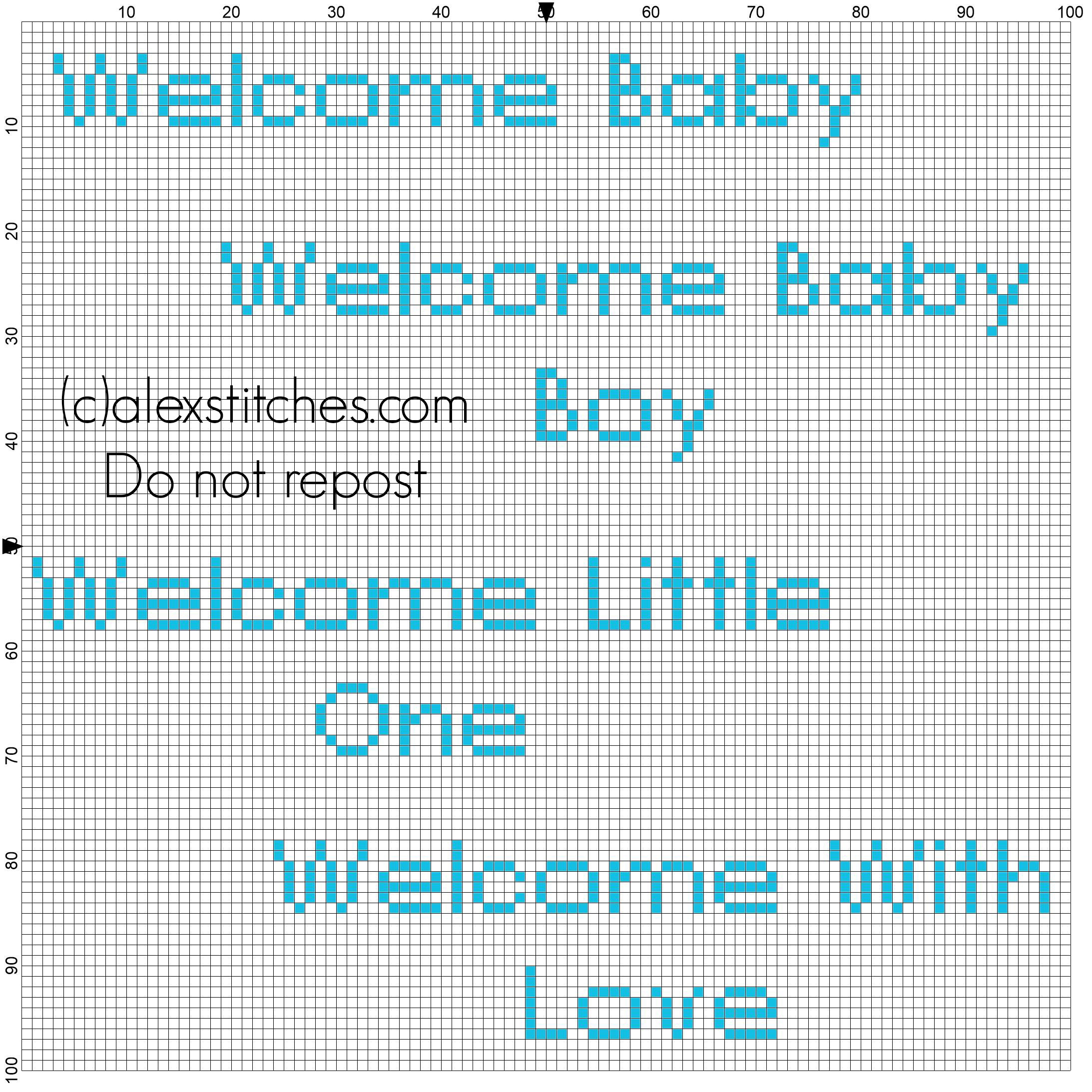 Cross stitch welcome baby boy welcome with love welcome little one font 1