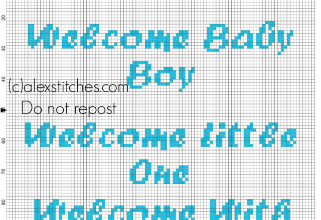 Cross stitch welcome baby boy welcome with love welcome little one font 2