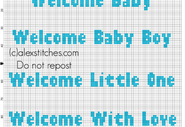 Cross stitch welcome baby boy welcome with love welcome little one font 4