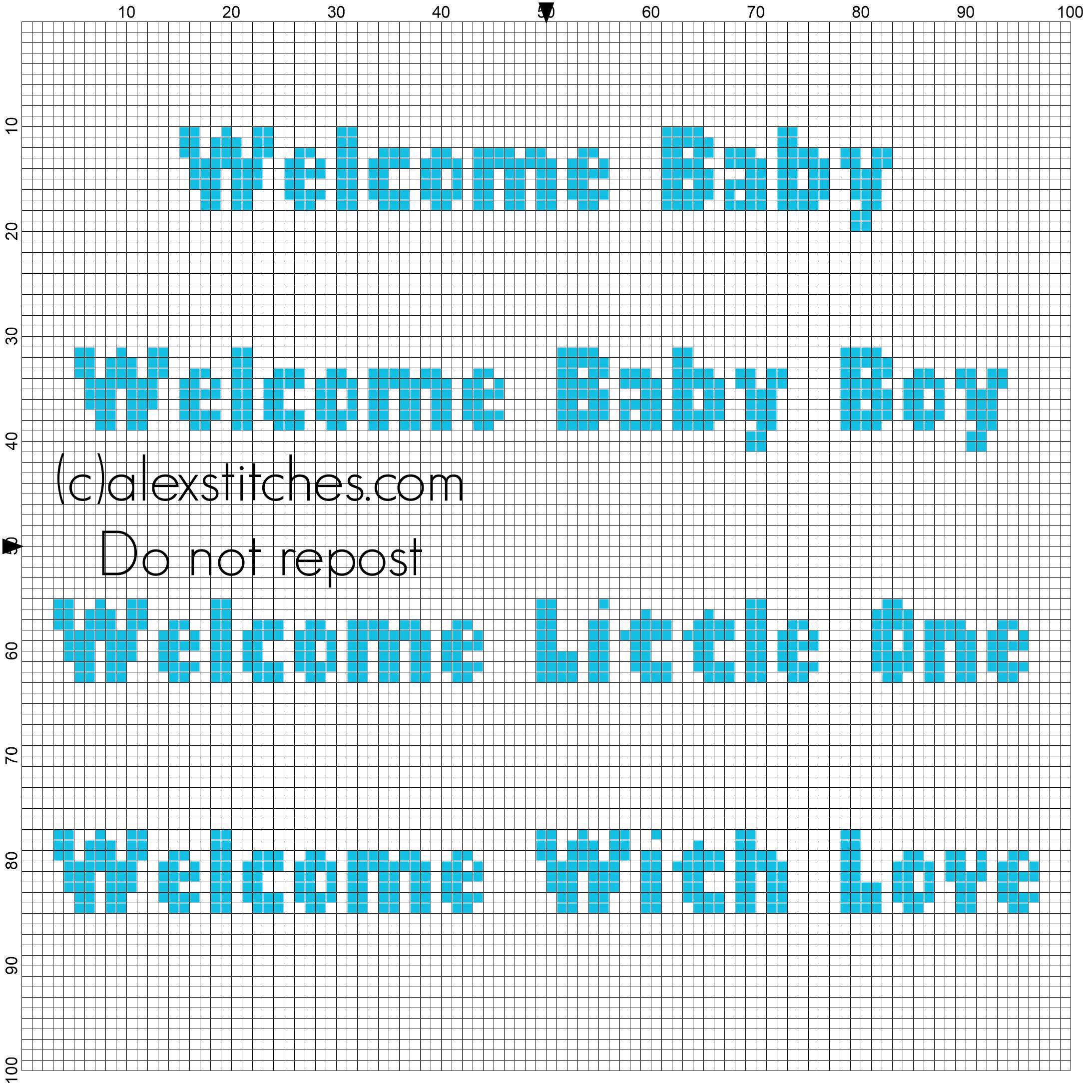 Cross stitch welcome baby boy welcome with love welcome little one font 4