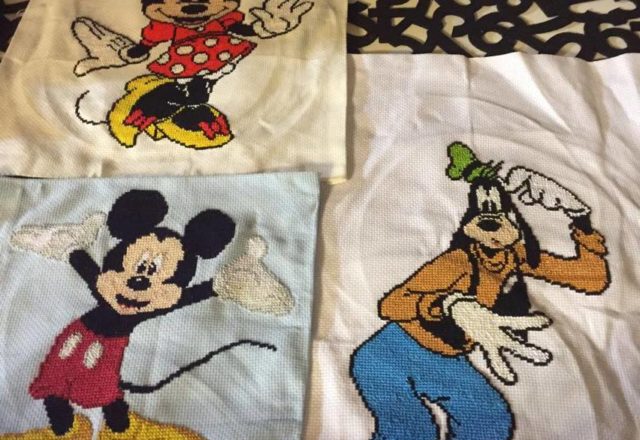 Cross stitch work photo Disney Minnie Mickey and Goofy by Facebook Fan Sonya Sipthorp