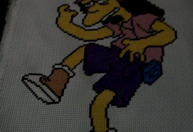 Cross stitch work photo Otto Mann The Simpsons by Facebook Fan May Lacanilao