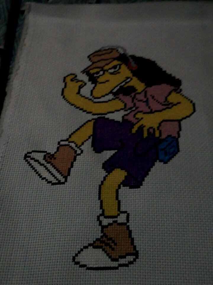 Cross stitch work photo Otto Mann The Simpsons by Facebook Fan May Lacanilao