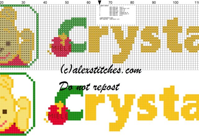 Crystal name with Baby winnie the pooh free cross stitches pattern