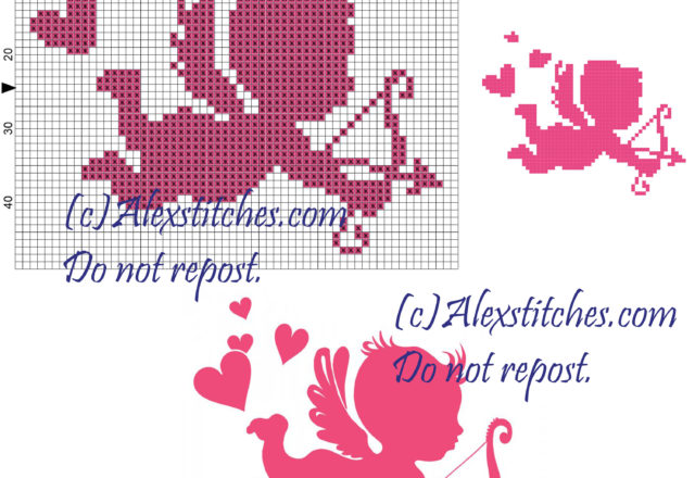 Cupid free cross stitch pattern 60x49 1 color