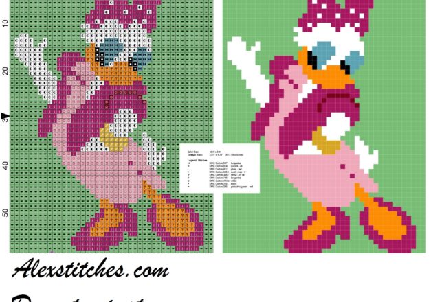 Daisy Duck dressed evening cross stitch pattern