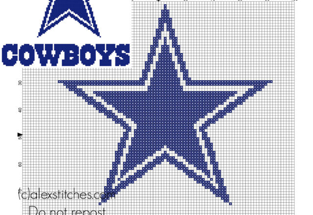 Dallas Cowboys NFL National Football League team logo free cross stitch pattern