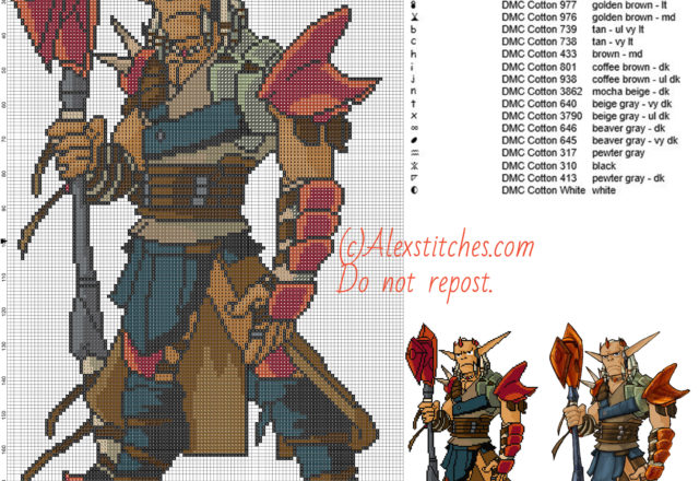 Damas (Jak and Daxter) free cross stitch pattern 115x199 20 colors