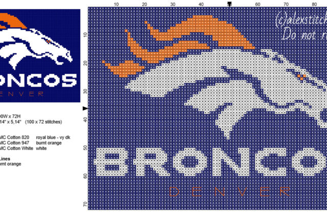 Denver Broncos NFL National Football League Team logo free cross stitch pattern
