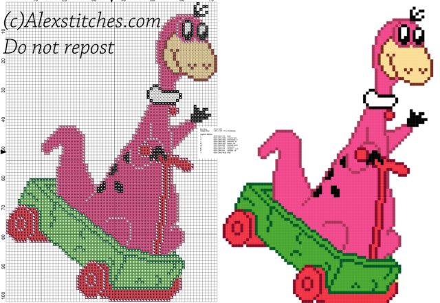 Dino dinosaur The Flintstones cross stitch pattern free