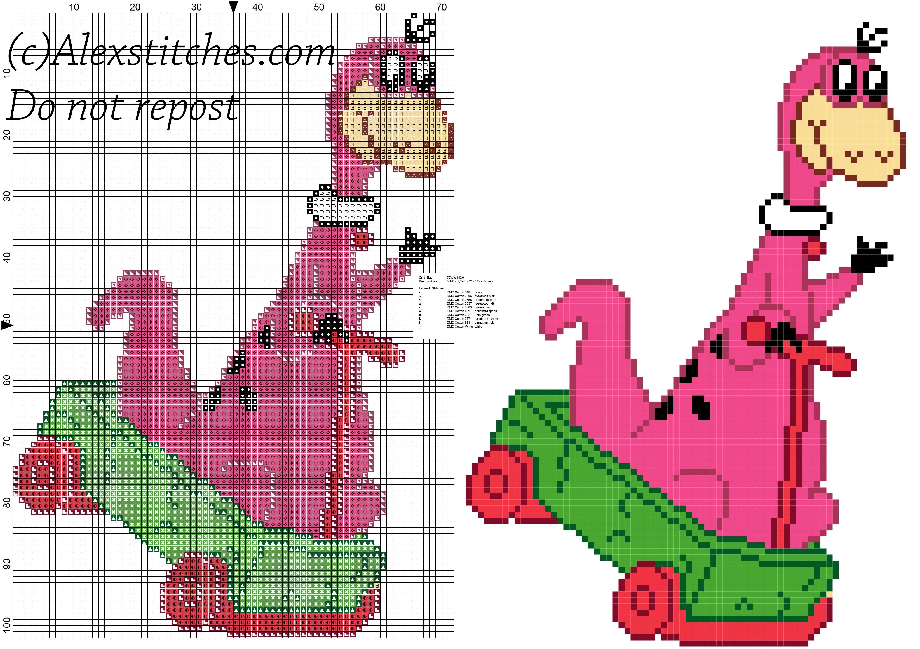 Dino dinosaur The Flintstones cross stitch pattern free