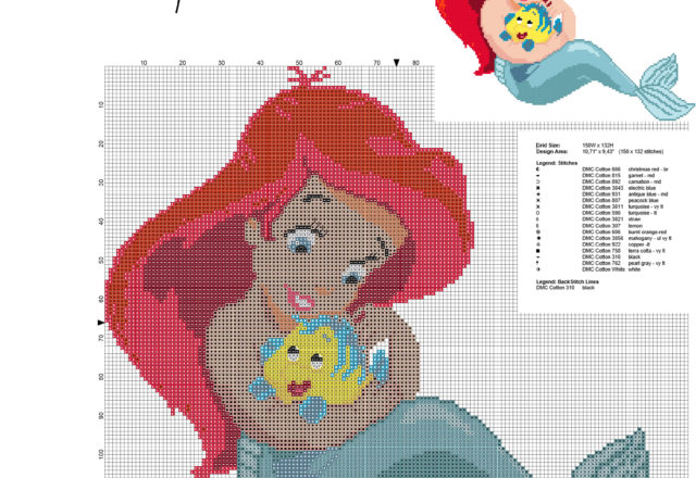 Disney Baby Princess Ariel free cross stitch pattern download in Disney category