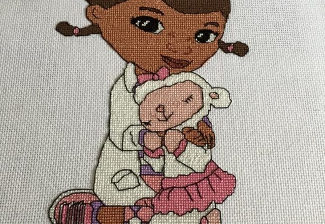 Disney Doc McStuffins cross stitch work in progress photo author Facebook user Justine Pascalides (3)