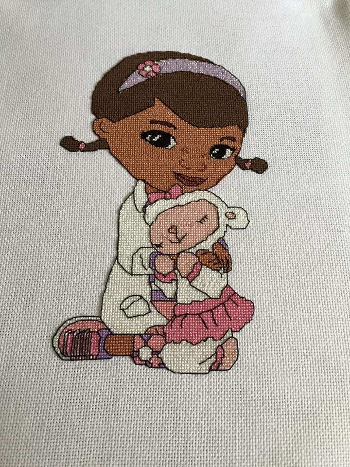 Disney Doc McStuffins cross stitch work in progress photo author Facebook user Justine Pascalides (3)