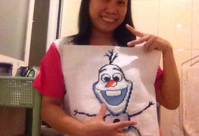 Disney Frozen Olaf cross stitch work photo author Facebook Fan Remzkie Addle
