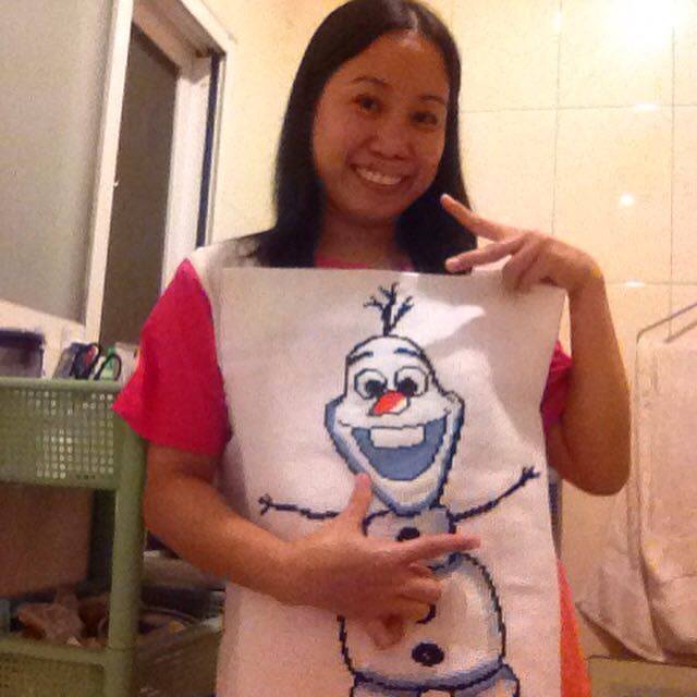 Disney Frozen Olaf cross stitch work photo author Facebook Fan Remzkie Addle