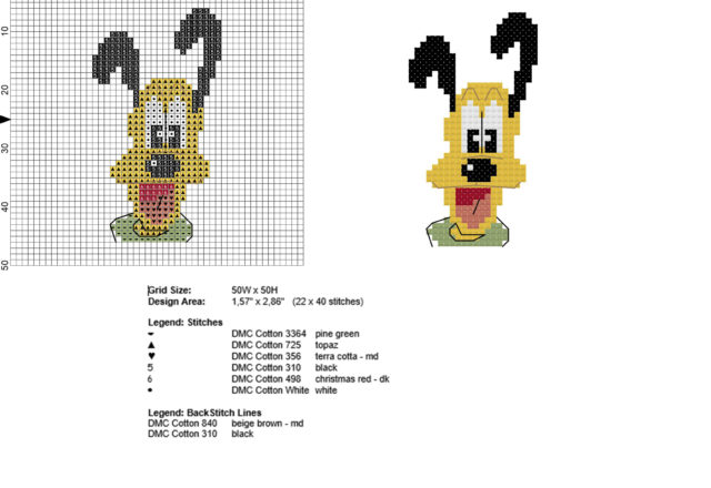 Disney Pluto face small and simple cross stitch pattern baby bibs idea
