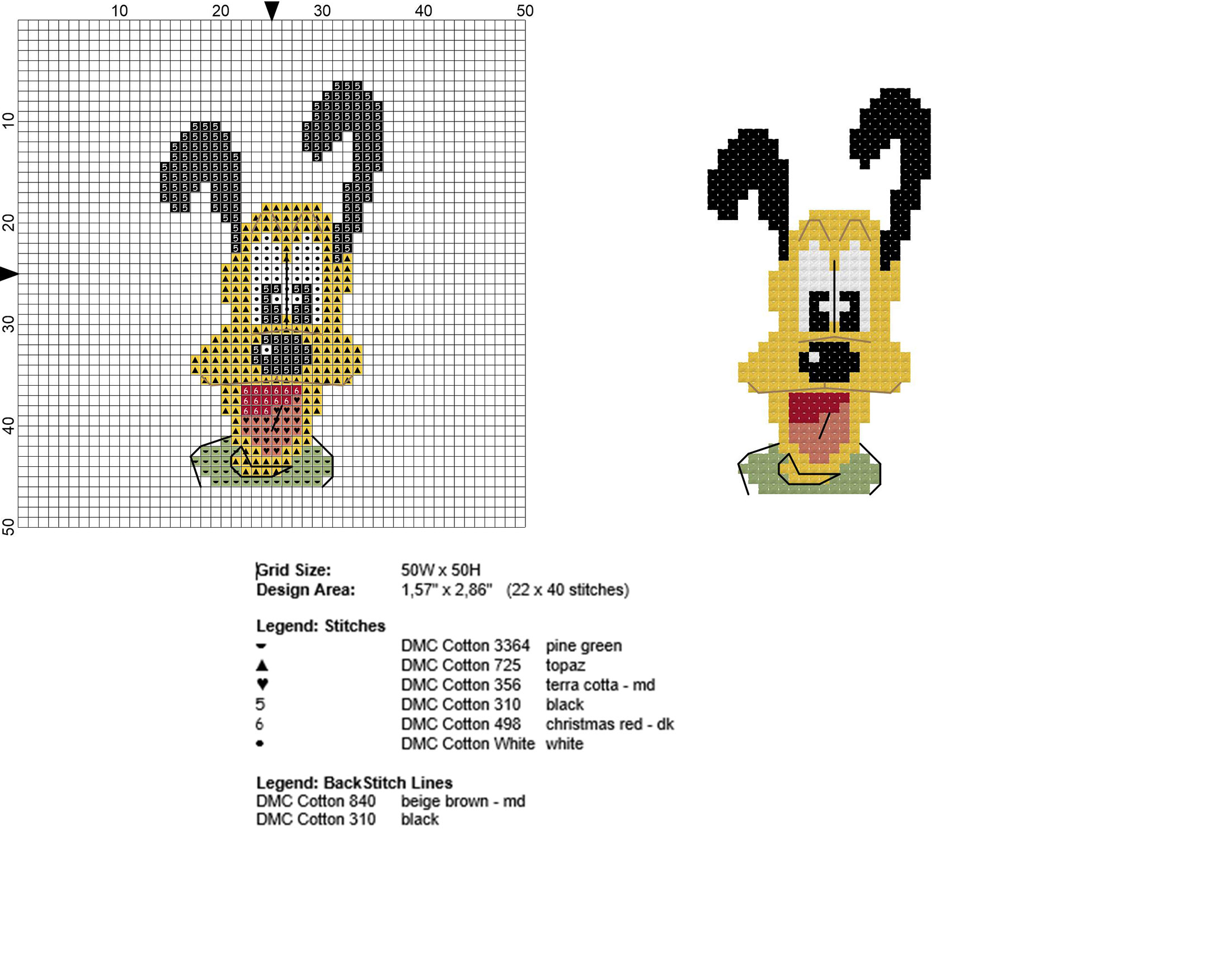 Disney Pluto face small and simple cross stitch pattern baby bibs idea