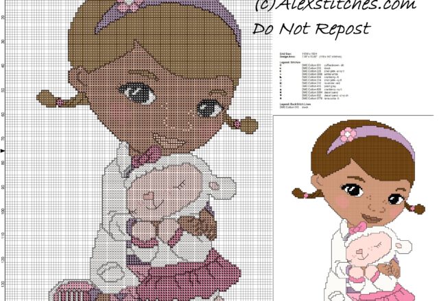 Doc McStuffins children free cross stitch pattern