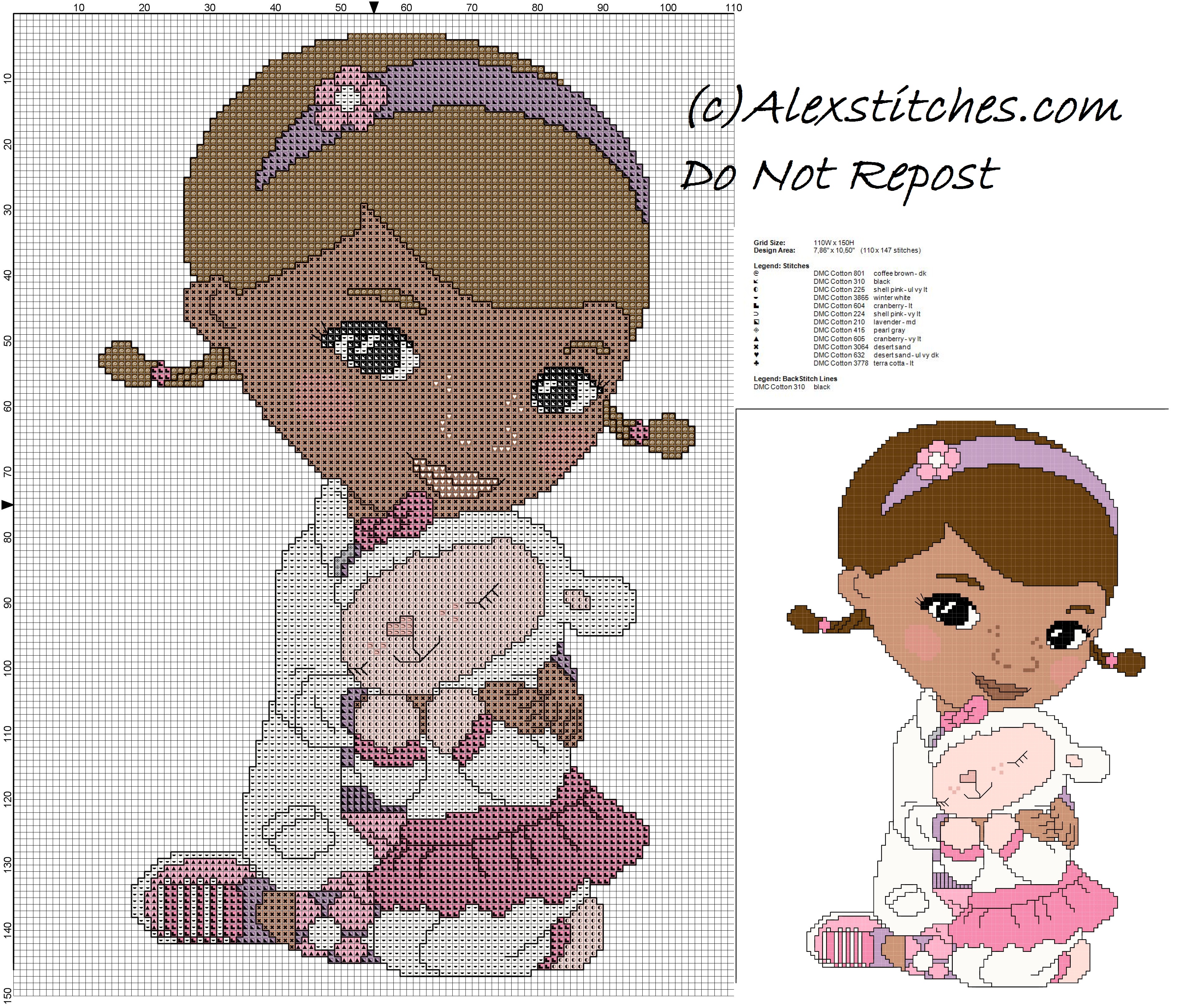 Doc McStuffins children free cross stitch pattern