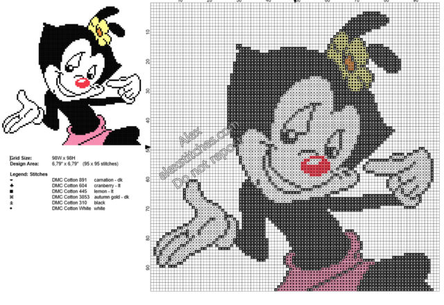Dot Animaniacs character free cross stitch pattern