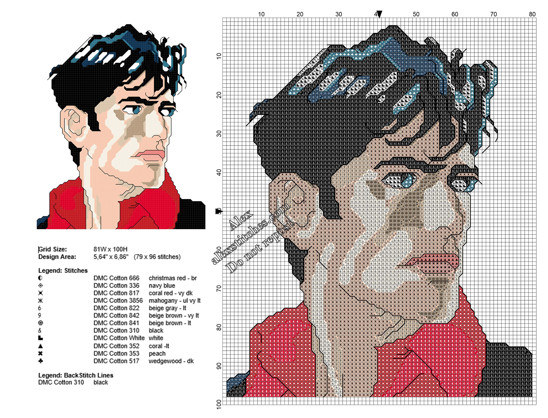 Dylan Dog free cross stitch pattern