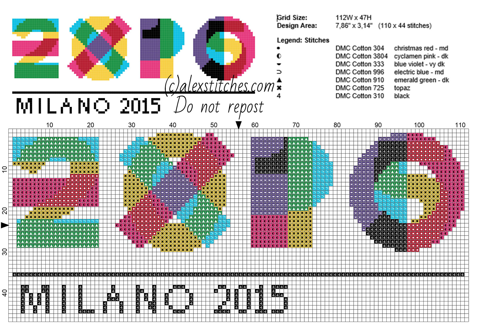EXPO Milano 2015 logo free cross stitch pattern