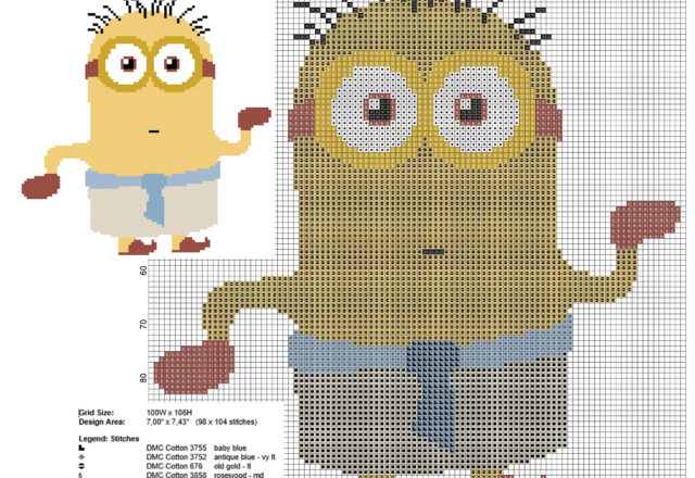 Egyptian Minion from Minions 2015 movie free cross stitch pattern