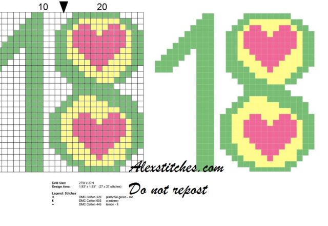 Eighteenth birthday cross stitch pattern