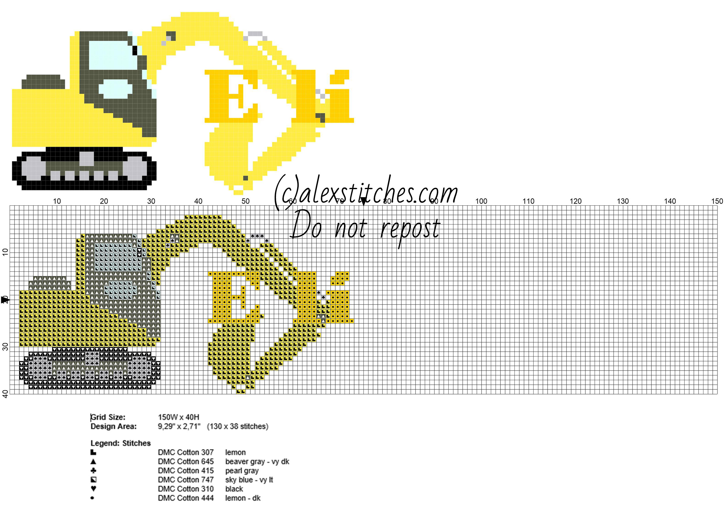 Eli cross stitch baby male name with excavator