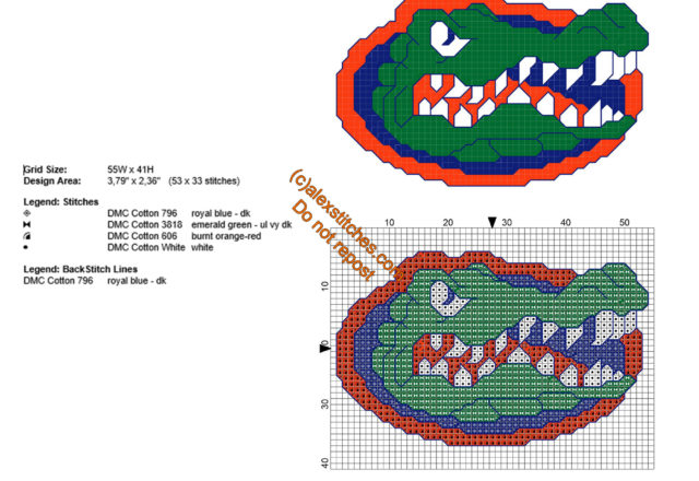 FL Gators Florida Gators intercollegiate sports team free cross stitch pattern