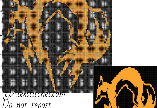 Fox Metal Gear Solid free cross stitch pattern 100x105 2 colors
