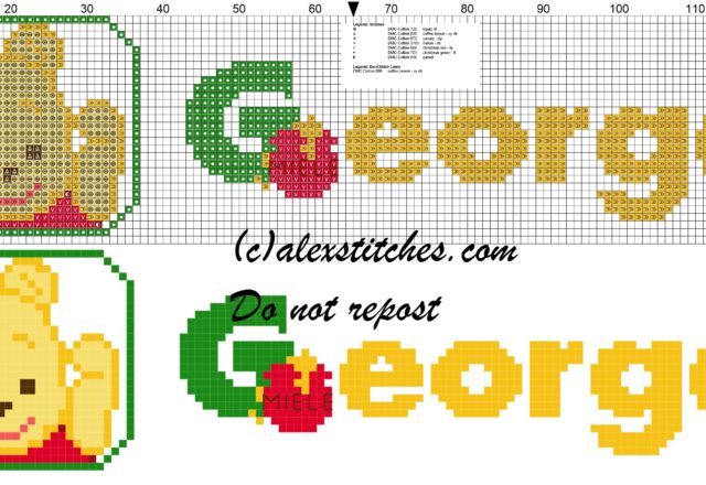 George name with Baby winnie the pooh free cross stitches pattern