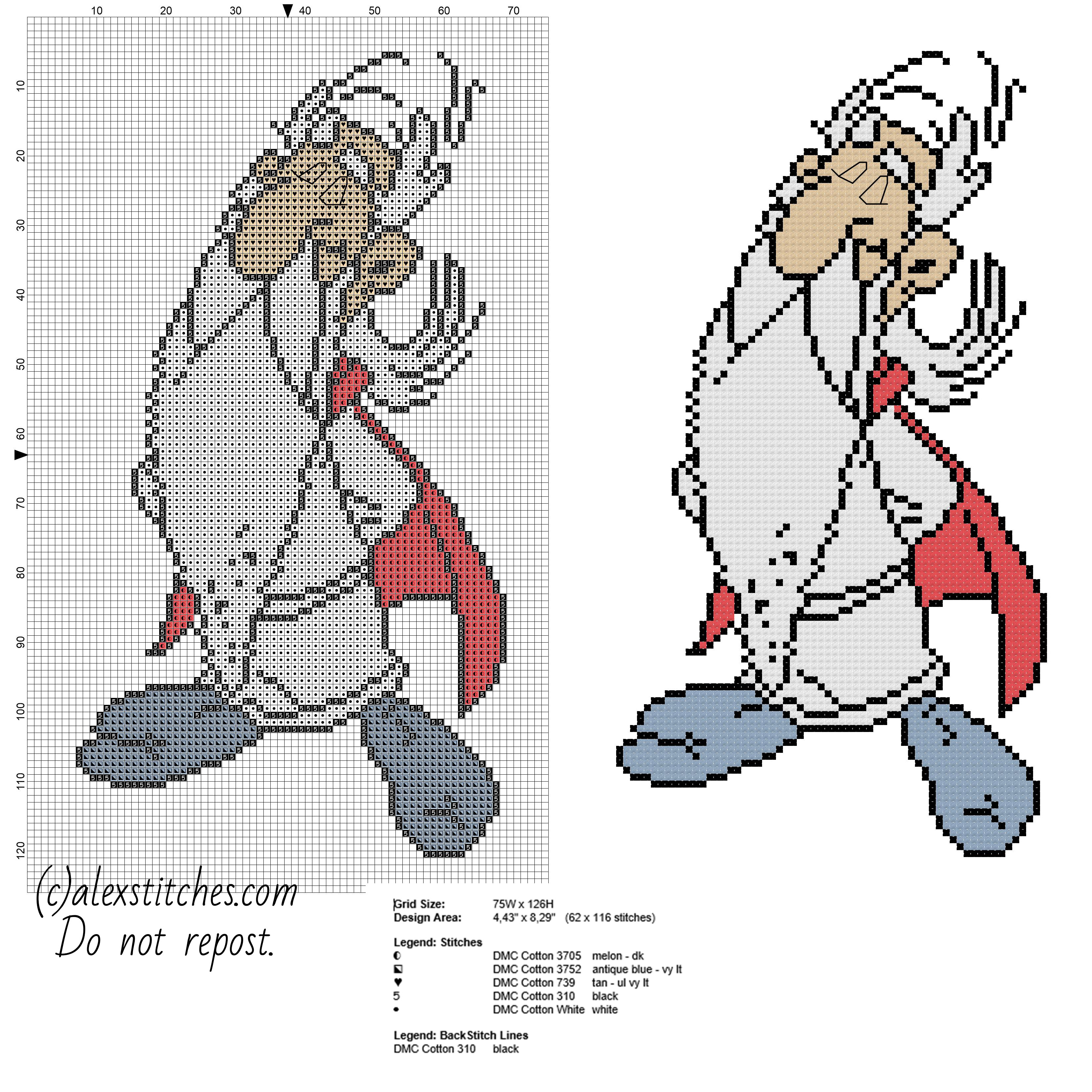 Getafix Asterix character free cross stitch pattern