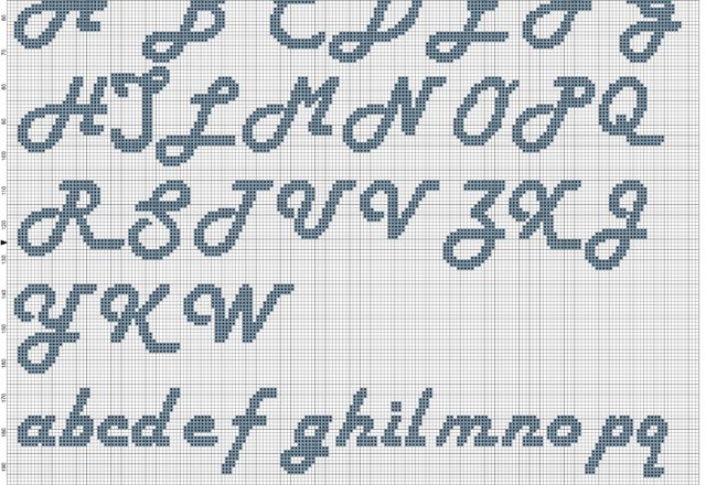 Grisù alphabet cross stitch pattern