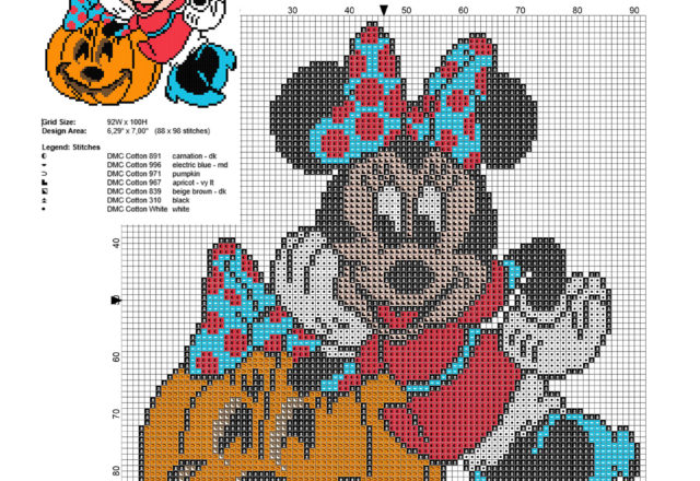 Halloween Minnie free cross stitch pattern