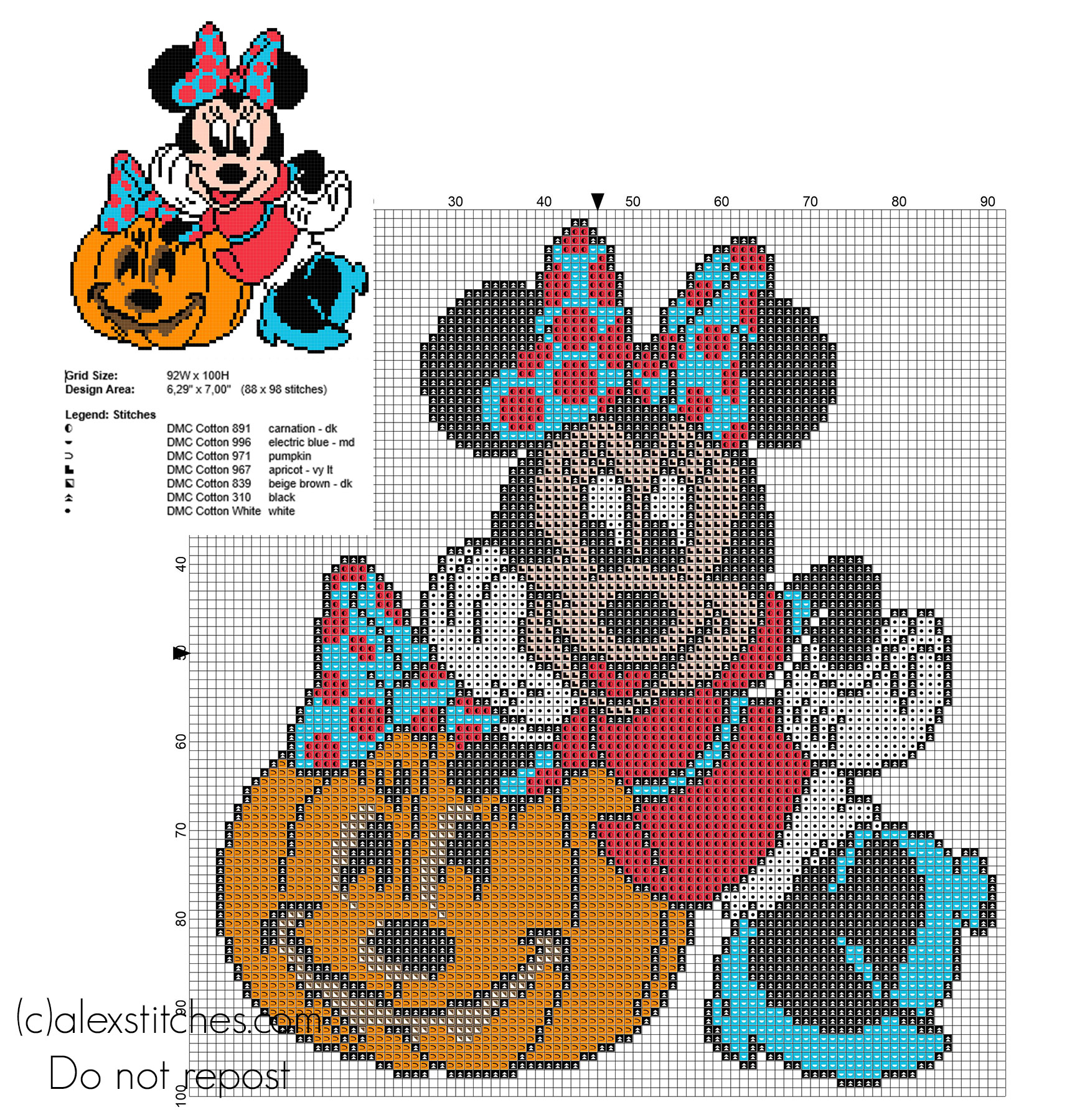 Halloween Minnie free cross stitch pattern