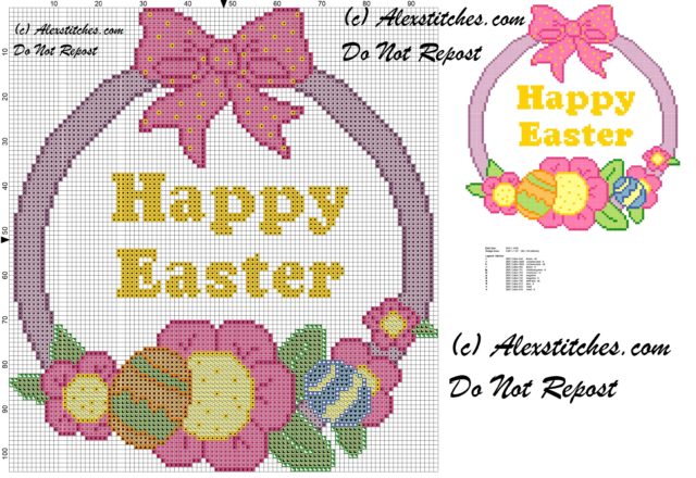 Happy Easter Garland cross Stitch pattern