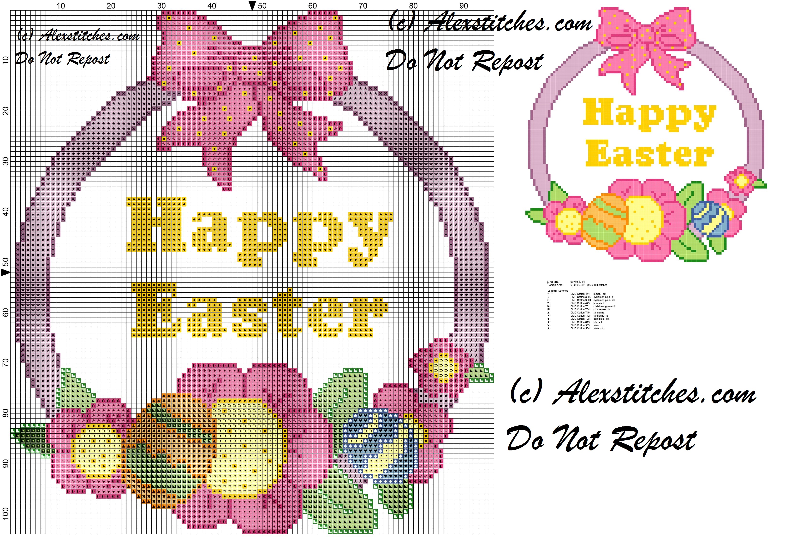 Happy Easter Garland cross Stitch pattern
